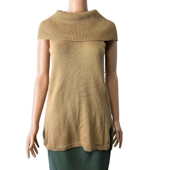 Michael Michael Kors Sleeveless Tunic Cowl Neck Sweater Small Hi Lo Preppy Soft - Picture 1 of 5